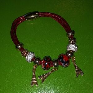 Source Unknown Red and Gold Charm Bracelet